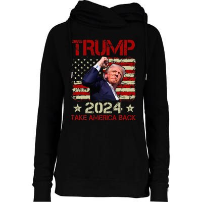 Trump Fist Pump Shot At Trump 2024 Trump Survives Rally Womens Funnel Neck Pullover Hood