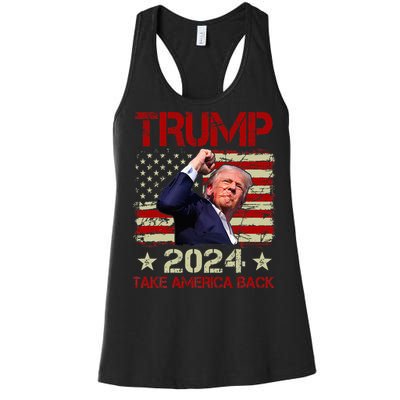 Trump Fist Pump Shot At Trump 2024 Trump Survives Rally Women's Racerback Tank