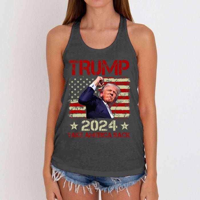 Trump Fist Pump Shot At Trump 2024 Trump Survives Rally Women's Knotted Racerback Tank