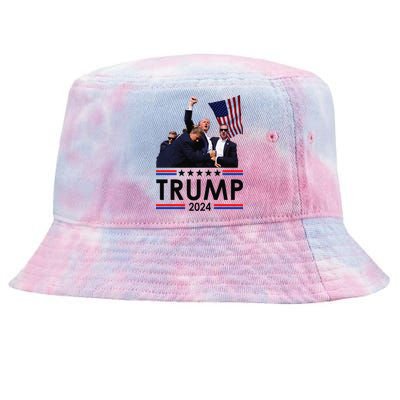 Trump Fist Pump Shot At Trump 2024 Trump Survives Rally Tie-Dyed Bucket Hat