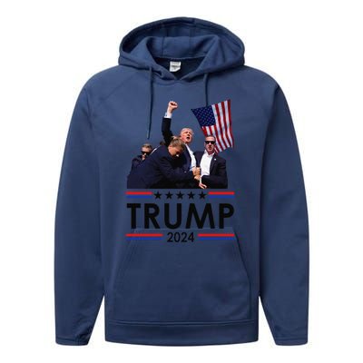 Trump Fist Pump Shot At Trump 2024 Trump Survives Rally Performance Fleece Hoodie