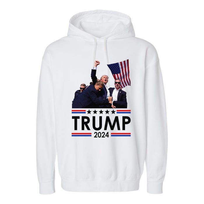 Trump Fist Pump Shot At Trump 2024 Trump Survives Rally Garment-Dyed Fleece Hoodie