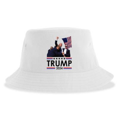 Trump Fist Pump Shot At Trump 2024 Trump Survives Rally Sustainable Bucket Hat