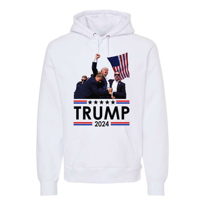 Trump Fist Pump Shot At Trump 2024 Trump Survives Rally Premium Hoodie