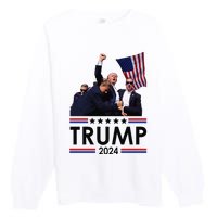 Trump Fist Pump Shot At Trump 2024 Trump Survives Rally Premium Crewneck Sweatshirt