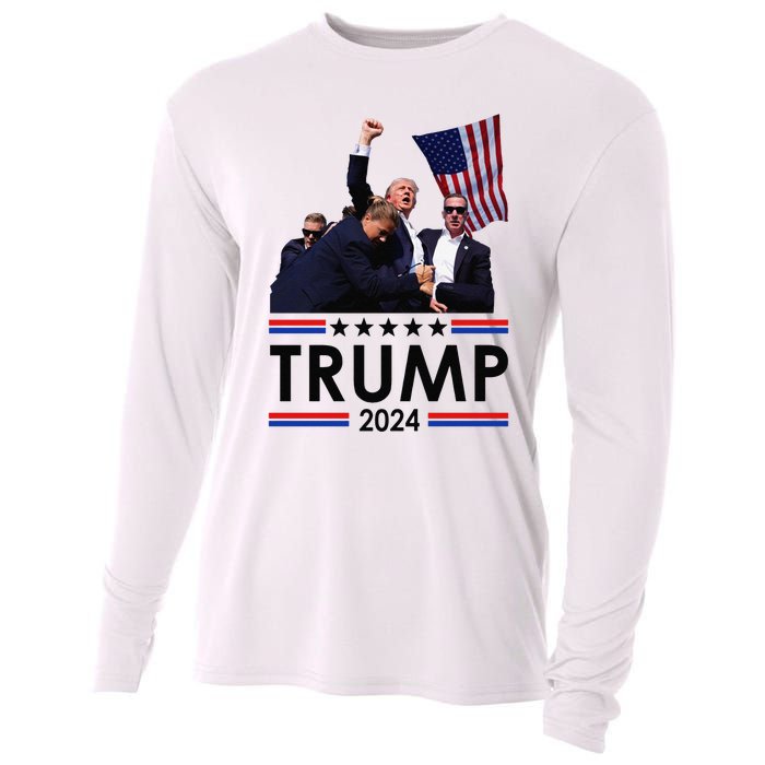 Trump Fist Pump Shot At Trump 2024 Trump Survives Rally Cooling Performance Long Sleeve Crew