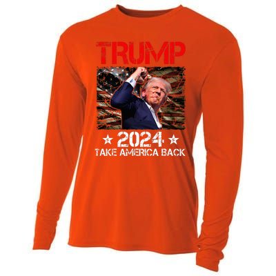 Trump Fist Pump Shot At Trump 2024 Trump Survives Rally Cooling Performance Long Sleeve Crew