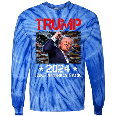 Trump Fist Pump Shot At Trump 2024 Trump Survives Rally Tie-Dye Long Sleeve Shirt