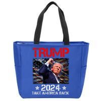 Trump Fist Pump Shot At Trump 2024 Trump Survives Rally Zip Tote Bag