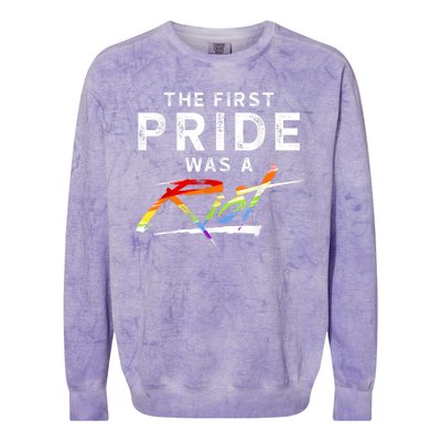 The First Pride Was A Riot LGBT Colorblast Crewneck Sweatshirt