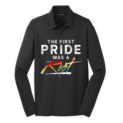 The First Pride Was A Riot LGBT Silk Touch Performance Long Sleeve Polo