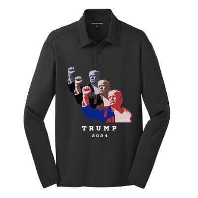 Trump For President 2024 Election Fight Silk Touch Performance Long Sleeve Polo