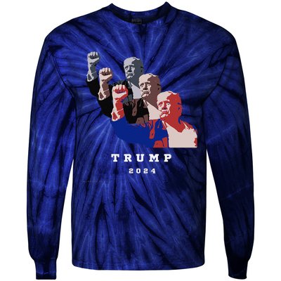 Trump For President 2024 Election Fight Tie-Dye Long Sleeve Shirt