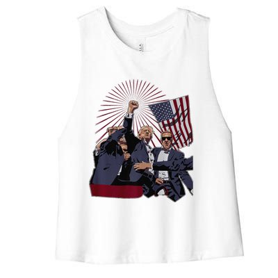 Trump Fist Pump Women's Racerback Cropped Tank