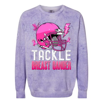 Tackle Football Pink Ribbon Breast Cancer Awareness Colorblast Crewneck Sweatshirt