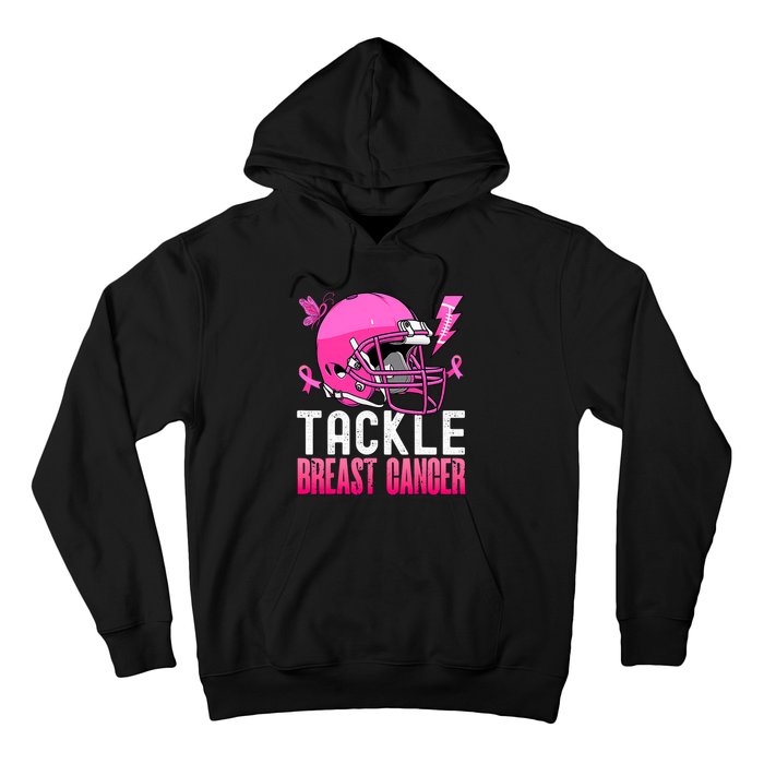 Tackle Football Pink Ribbon Breast Cancer Awareness Hoodie