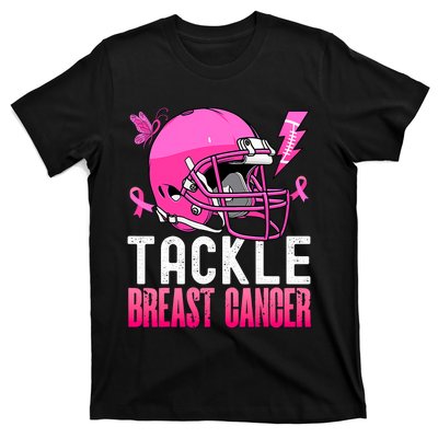 Tackle Football Pink Ribbon Breast Cancer Awareness T-Shirt