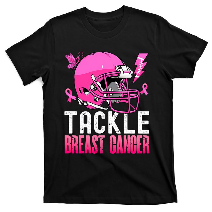 Tackle Football Pink Ribbon Breast Cancer Awareness T-Shirt