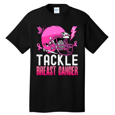 Tackle Football Pink Ribbon Breast Cancer Awareness Tall T-Shirt