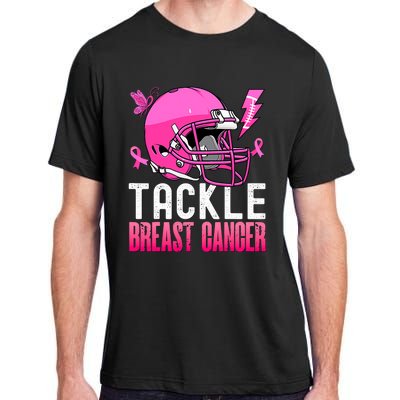 Tackle Football Pink Ribbon Breast Cancer Awareness Adult ChromaSoft Performance T-Shirt