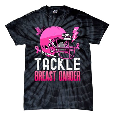 Tackle Football Pink Ribbon Breast Cancer Awareness Tie-Dye T-Shirt