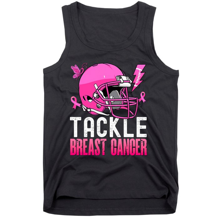 Tackle Football Pink Ribbon Breast Cancer Awareness Tank Top