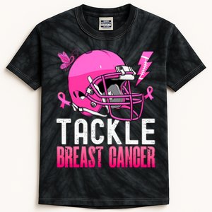 Tackle Football Pink Ribbon Breast Cancer Awareness Kids Tie-Dye T-Shirt