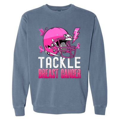 Tackle Football Pink Ribbon Breast Cancer Awareness Garment-Dyed Sweatshirt