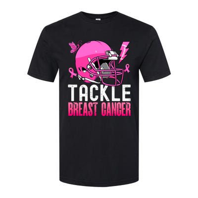 Tackle Football Pink Ribbon Breast Cancer Awareness Softstyle CVC T-Shirt