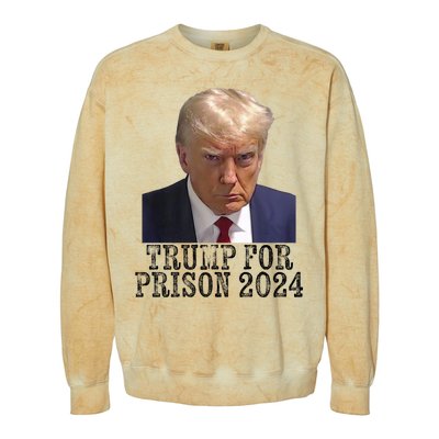 Trump For Prison 2024 Mug Shot Election Campaign Arrest Joke Colorblast Crewneck Sweatshirt