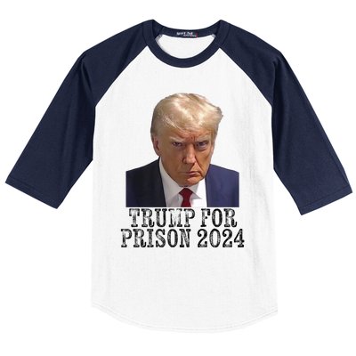 Trump For Prison 2024 Mug Shot Election Campaign Arrest Joke Baseball Sleeve Shirt