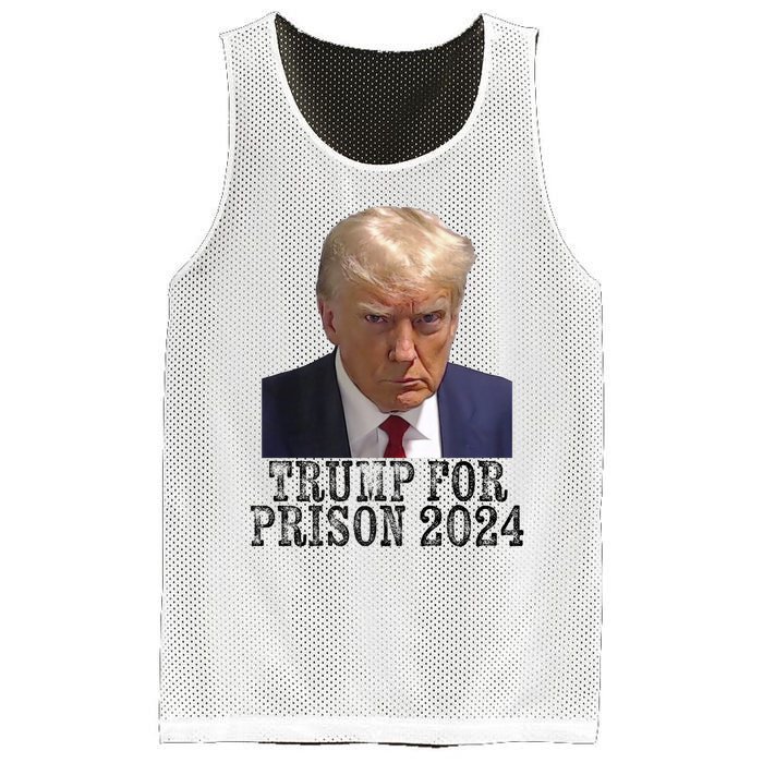 Trump For Prison 2024 Mug Shot Election Campaign Arrest Joke Mesh Reversible Basketball Jersey Tank