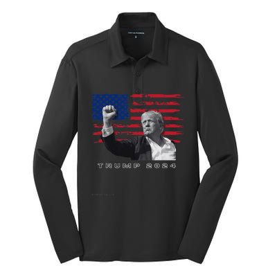 Trump For President 2024 Patriotic Triumph Maga Silk Touch Performance Long Sleeve Polo