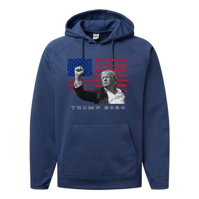 Trump For President 2024 Patriotic Triumph Maga Performance Fleece Hoodie