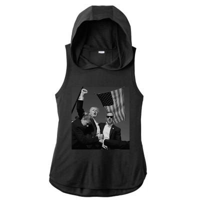 Trump Fist Pump Ladies PosiCharge Tri-Blend Wicking Draft Hoodie Tank