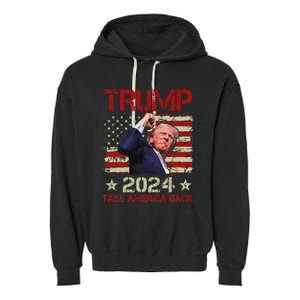 Trump Fist Pump Survives 2024 Rally Bold Design Garment-Dyed Fleece Hoodie