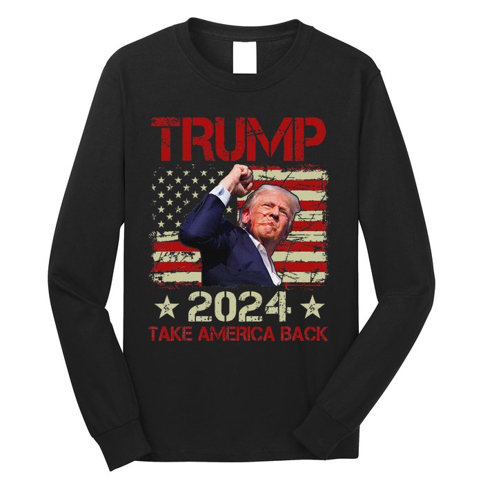 Trump Fist Pump Survives 2024 Rally Bold Design Long Sleeve Shirt