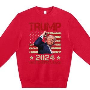 Trump Fist Pump Survives 2024 Rally Bold Design Premium Crewneck Sweatshirt