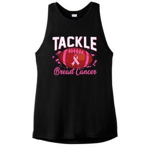 Tackle Football Pink Ribbon Breast Cancer Awareness Kids Ladies PosiCharge Tri-Blend Wicking Tank