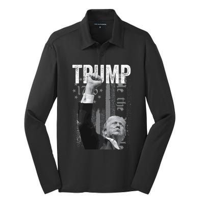 Trump Fist Pump 2024 Pennsylvania Rally Great Gift Silk Touch Performance Long Sleeve Polo