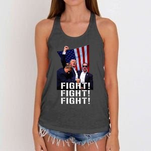 Trump Fist Pumped Fight Pray For Trump America Women's Knotted Racerback Tank