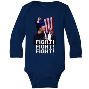 Trump Fist Pumped Fight Pray For Trump America Baby Long Sleeve Bodysuit