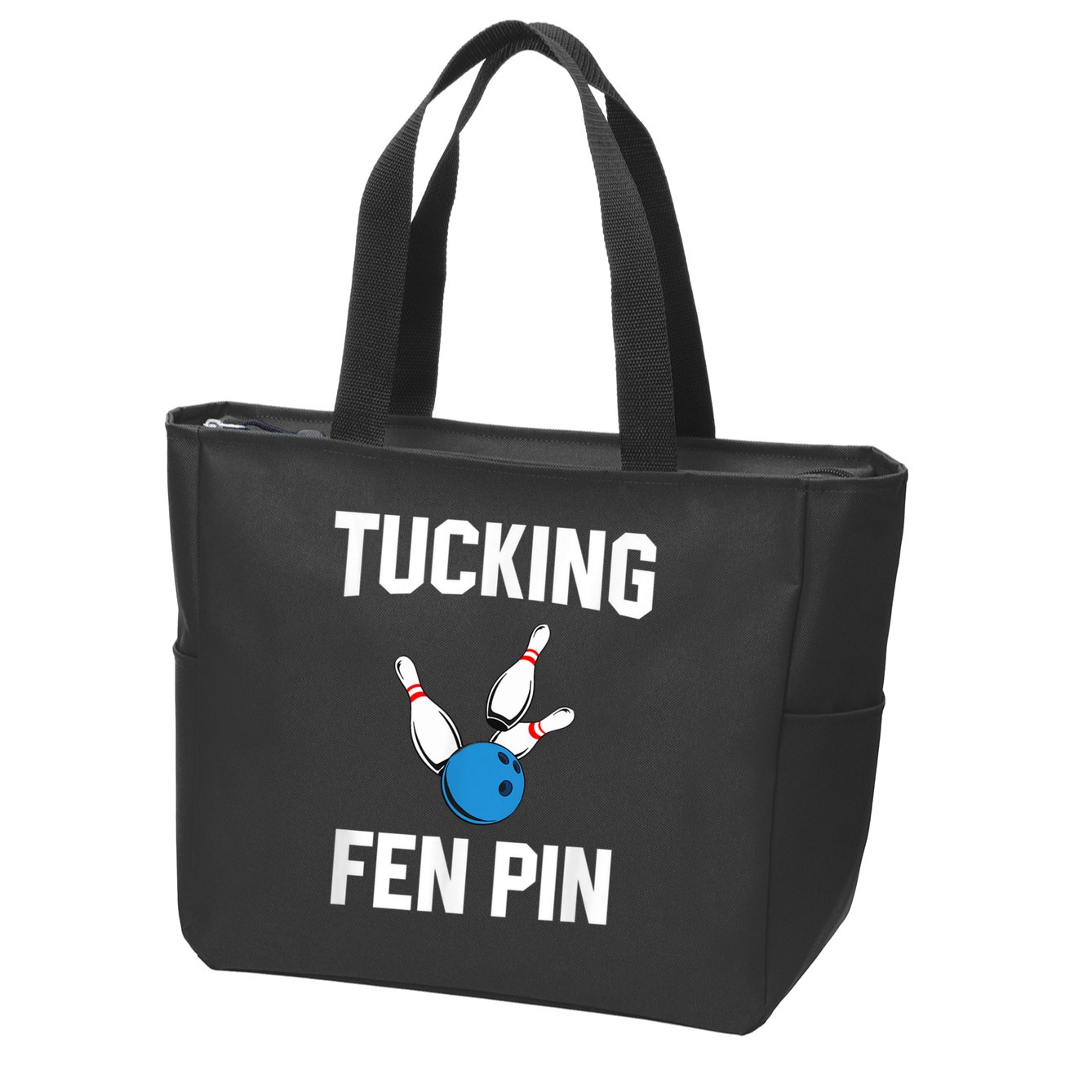 Tucking Fen Pin Funny Bowling Zip Tote Bag