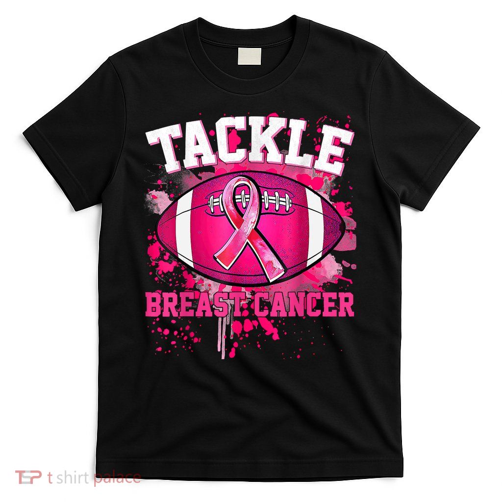 Tackle Football Pink Ribbon Breast Cancer Awareness T-Shirt