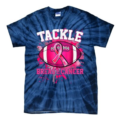 Tackle Football Pink Ribbon Breast Cancer Awareness Tie-Dye T-Shirt