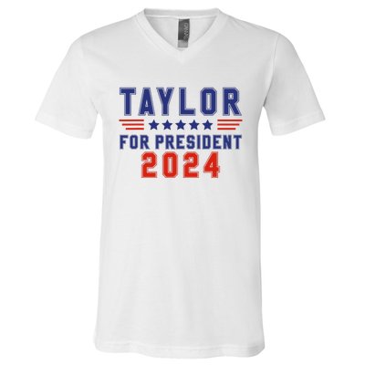 Taylor For President 2024 Funny Taylor First Name V-Neck T-Shirt