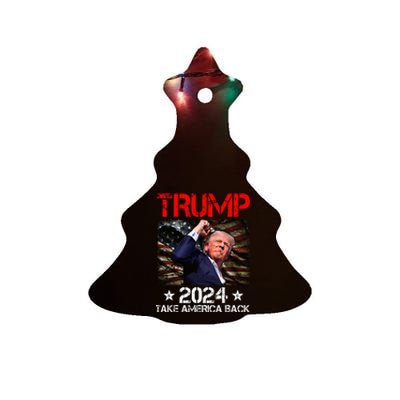 Trump Fist Pump Shot At Trump 2024 Trump Survives Rally Ceramic Tree Ornament