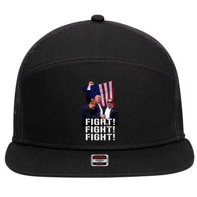 Trump Fist Pump Shot At Trump 2024 Trump Survives Rally 7 Panel Mesh Trucker Snapback Hat