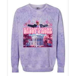 Trump Firework Pink DaddyS Home Trump 2024 Colorblast Crewneck Sweatshirt