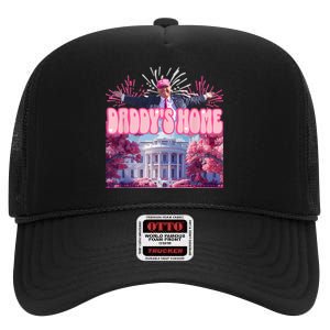 Trump Firework Pink DaddyS Home Trump 2024 High Crown Mesh Back Trucker Hat